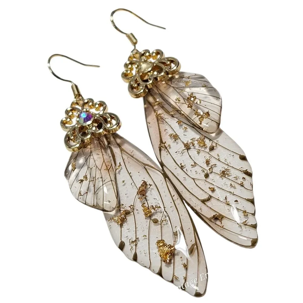 Fairy Butterfly Wings Handmade Earrings Fantasy Nature Magical Insect Witch Bug